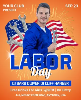 Patriotic Blue Labor Day Celebration Event Poster Template