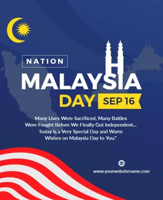 Patriotic Blue Malaysia Day Celebration Poster Template