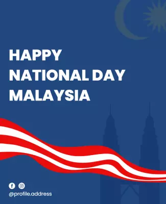Patriotic Blue Malaysian National Day Celebration Poster Template