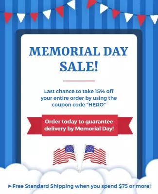 Patriotic Blue Memorial Day Sale Announcement Poster Template