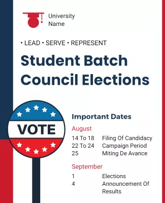 Patriotic Blue Red Student Council Election Information Poster Template