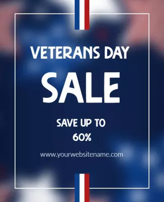 Patriotic Blue Veterans Day Sale Discount Poster Template