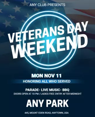 Patriotic Blue Veterans Day Weekend Celebration Poster Template