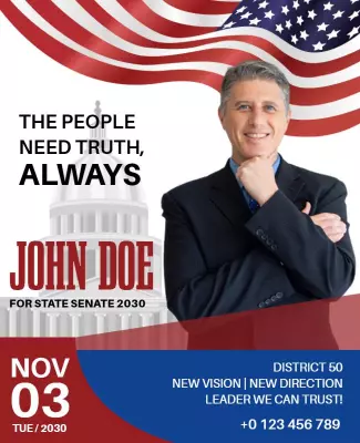 Patriotic Campaign for State Senate Election Poster Template