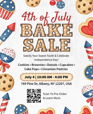 Patriotic Cookie-Themed Fourth of July Bake Sale Flyer Template