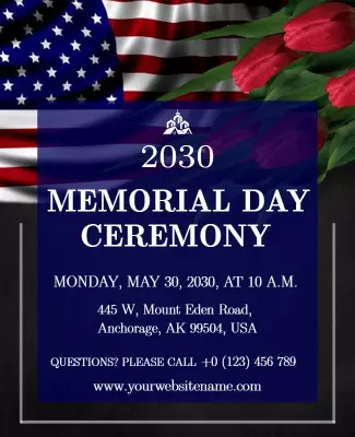 Patriotic Floral Memorial Day Ceremony Poster Template