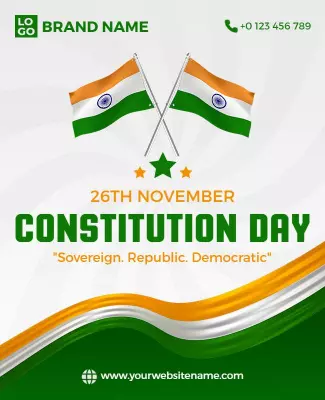 Patriotic Green and Orange Constitution Day Celebration Poster Template