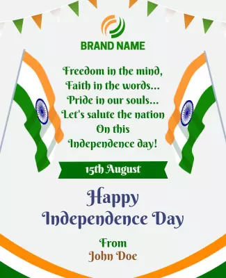 Patriotic Green and Orange Independence Day Celebration Poster Template