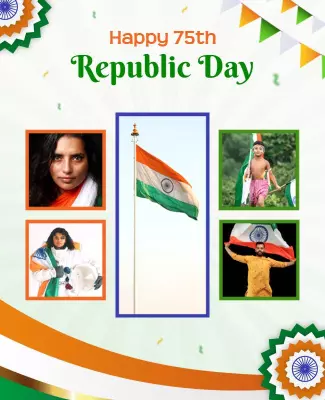 Patriotic Green and Orange Republic Day Celebration Poster Template