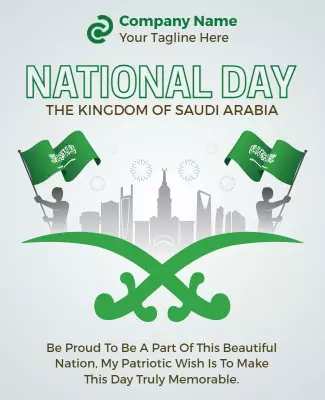Patriotic Green Saudi National Day Celebration Poster Template