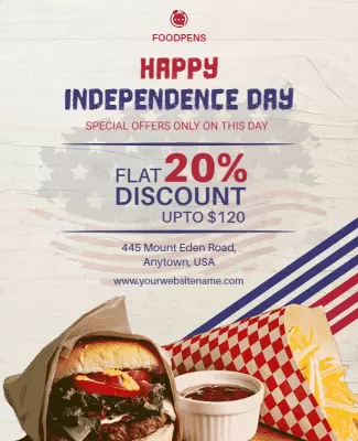 Patriotic Independence Day Food Discount Celebration Poster Template
