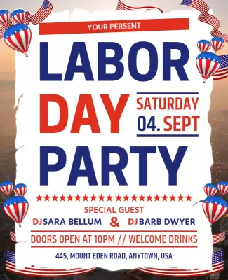 Patriotic Labor Day Celebration Party Poster Template