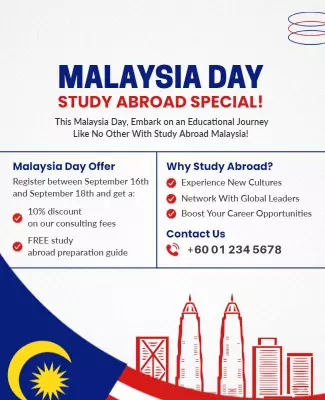 Patriotic Malaysia Day Study Abroad Promotion Poster Template