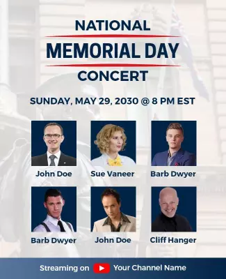 Patriotic Memorial Day Concert Tribute Poster Template