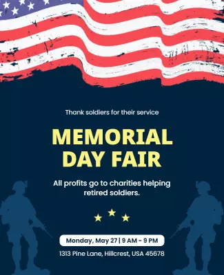 Patriotic Memorial Day Fair Fundraising Event Poster Template