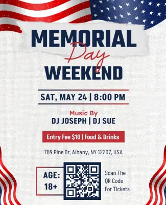 Patriotic Memorial Day Weekend Celebration Flyer Template