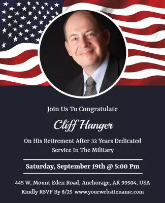 Patriotic Military Retirement Celebration with American Flags Poster Template