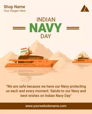 Patriotic Nautical Theme for Indian Navy Day Poster Template