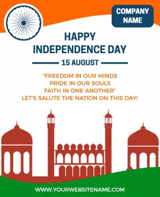 Patriotic Orange and Green India Independence Day Flyer Template