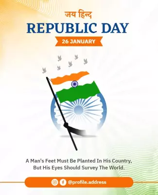 Patriotic Orange Republic Day Celebration Poster Template