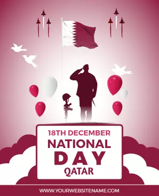Patriotic Qatar National Day Celebration Poster Template