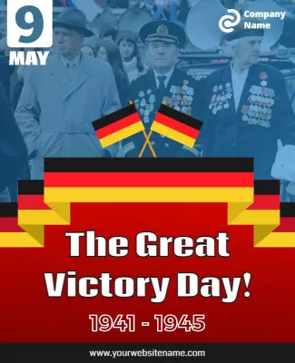 Patriotic Red and Black Victory Day Celebration Poster Template