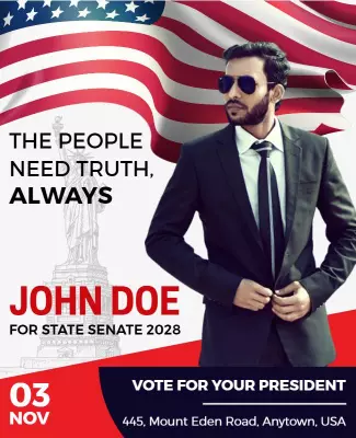 Patriotic Red and Blue Campaign for Senate Election Poster Template