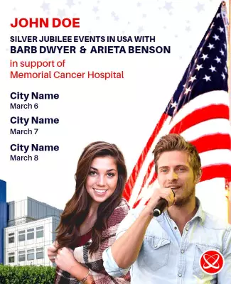 Patriotic Red and Blue Charity Concert Event Poster Template