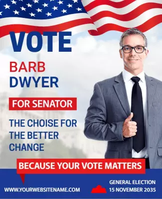 Patriotic Red and Blue Election Campaign Poster Template
