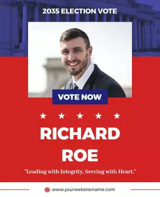 Patriotic Red and Blue Election Campaign Vote Poster Template