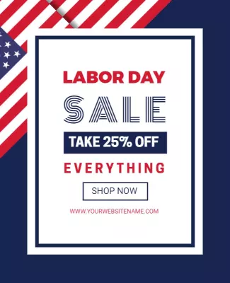 Patriotic Red and Blue Labor Day Sale Poster Template