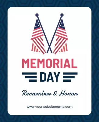 Patriotic Red and Blue Memorial Day Remember and Honor Poster Template