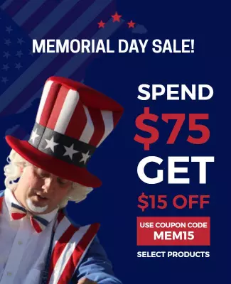 Patriotic Red and Blue Memorial Day Sale Discount Poster Template