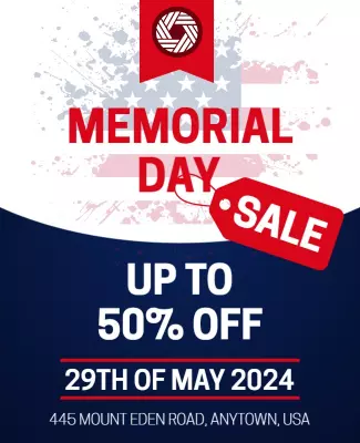Patriotic Red and Blue Memorial Day Sale Poster Template