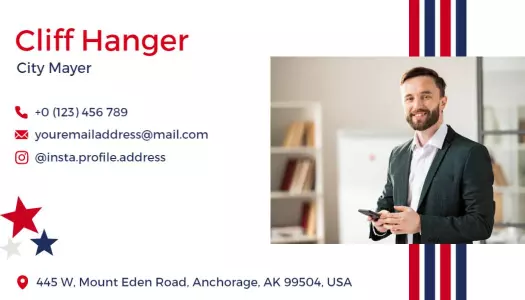 Patriotic Red and Blue Political Leader Business Card Template