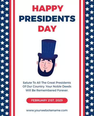 Patriotic Red and Blue Presidents Day Celebration Poster Template