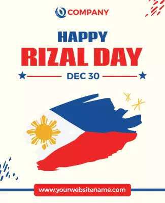 Patriotic Red and Blue Rizal Day Celebration Poster Template