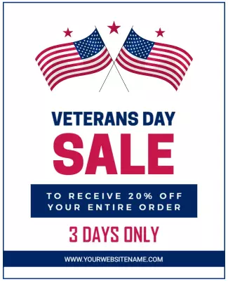 Patriotic Red and Blue Veterans Day Sale Poster Template