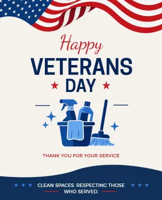 Patriotic Red and Blue Veterans Day Service Appreciation Poster Template