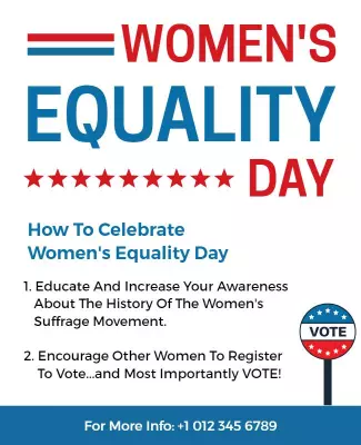 Patriotic Red and Blue Women's Equality Day Celebration Poster Template