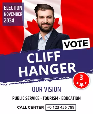 Patriotic Red and White Election Campaign Poster Template
