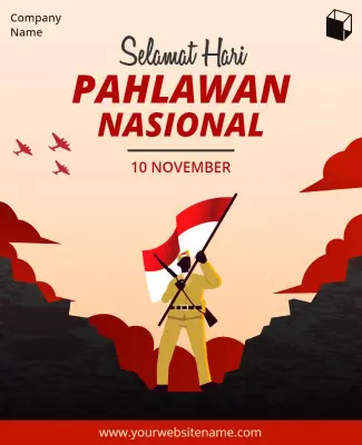 Patriotic Red and Yellow National Heroes Day Poster Template