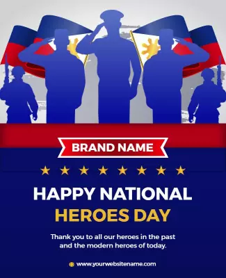 Patriotic Red Blue National Heroes Day Celebration Poster Template