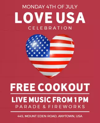 Patriotic Red Independence Day Celebration Poster Template