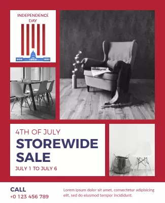 Patriotic Red Independence Day Storewide Sale Poster Template