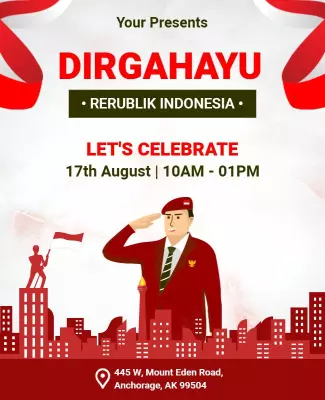Patriotic Red Indonesia Independence Celebration Poster Template
