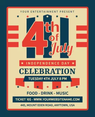 Patriotic Red, White, and Blue 4th of July Celebration Poster Template