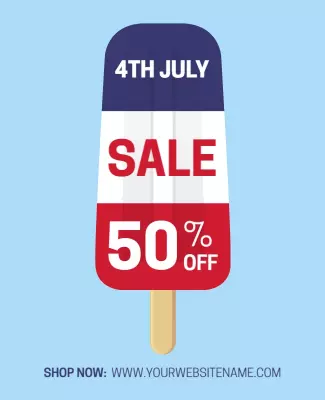 Patriotic Red, White, and Blue Ice Cream Sale Poster Template