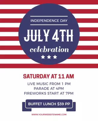 Patriotic Red White and Blue Independence Day Celebration Poster Template