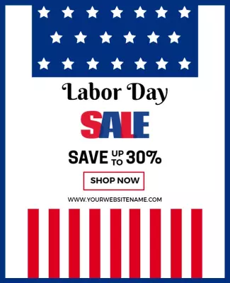 Patriotic Red White and Blue Labor Day Sale Poster Template